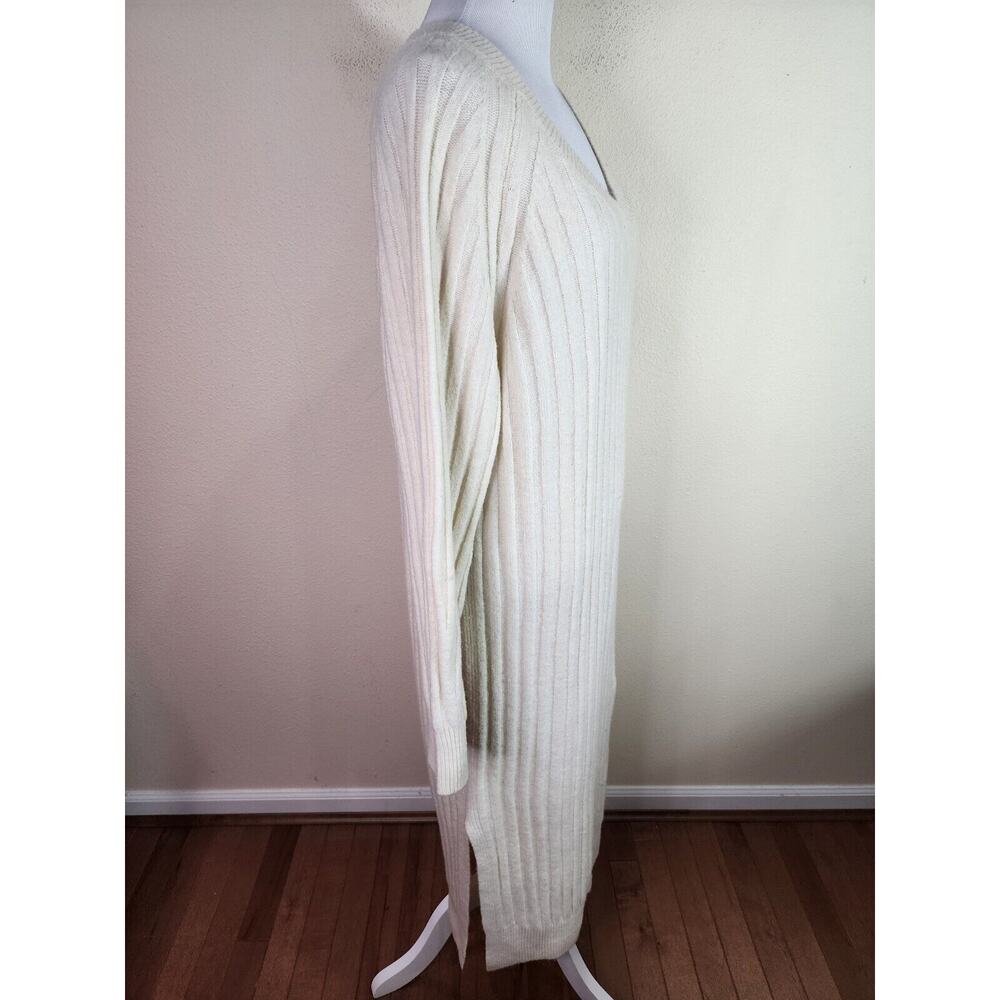 H&M Women's Long Wool blend Rib Sweater Dress Ivory Size Small Midi Long Sleeve - Picture 4 of 7